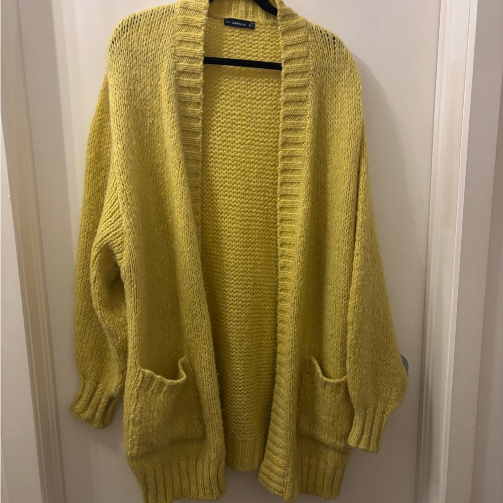 Zara Mustard Open-Front Cardigan